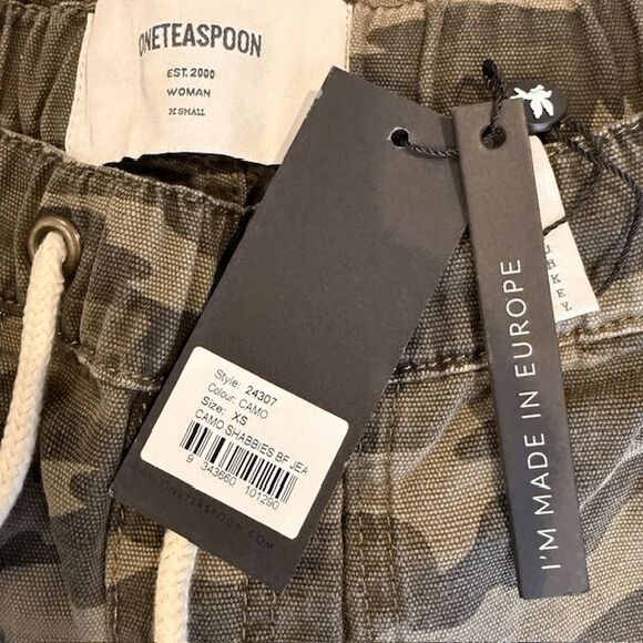 NEW! One Teaspoon Camo Shabbies Drawstring Elastic Waist Green Tan Size XS - Picture 6 of 10